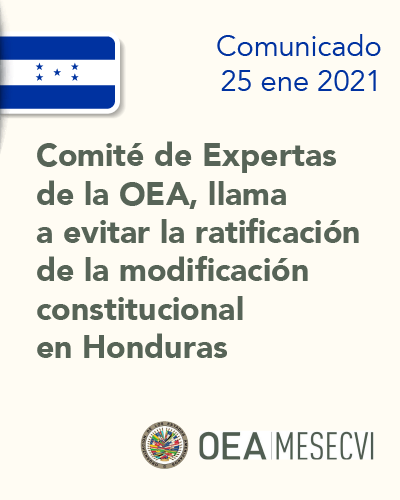 Comité de Expertas de la OEA, llama a evitar la ratificación de la modificación constitucional en Honduras